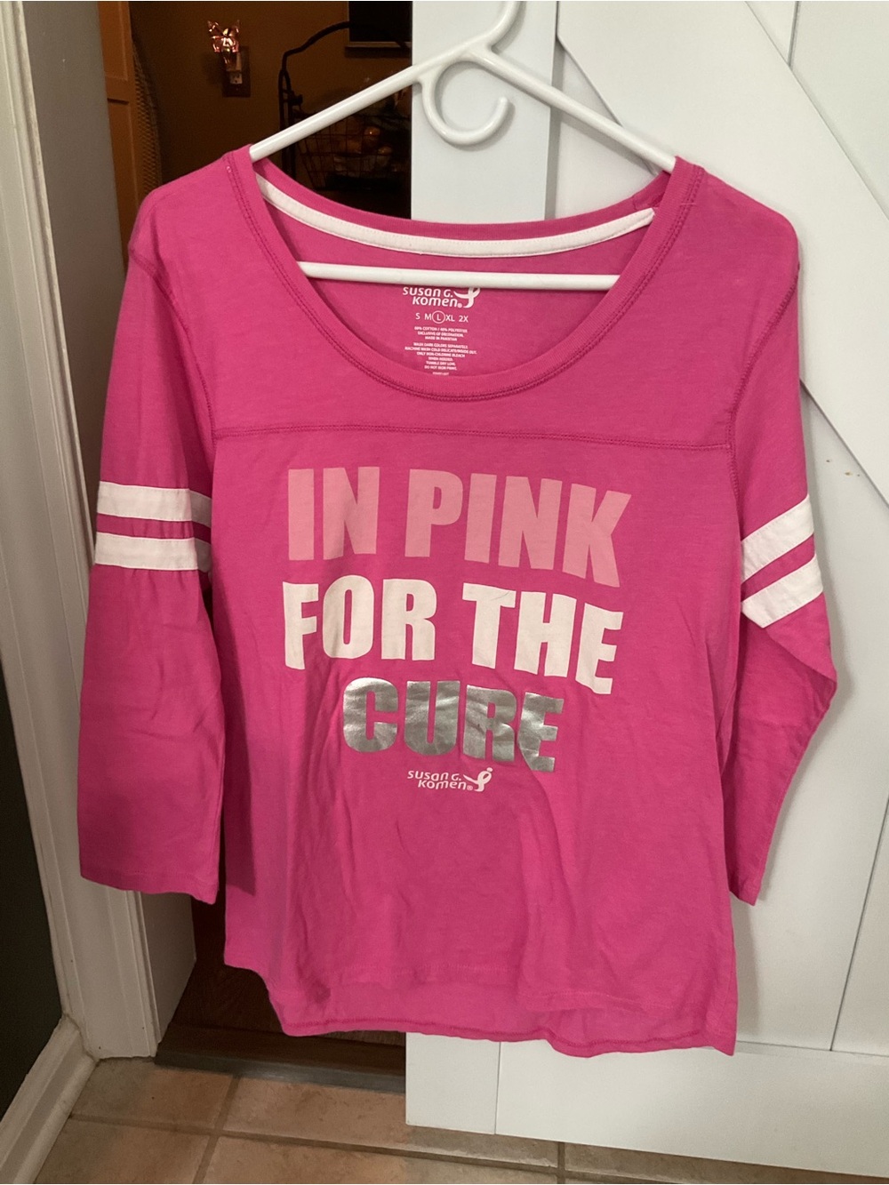 Womens In Pink For The Cure' Pink Long-Sleeve Top Susan G Komen Breast Cancer
